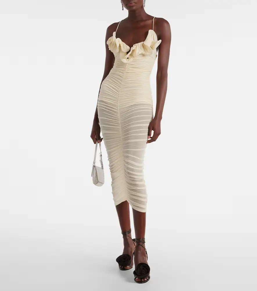 Magda Butrym Semi-sheer ruched jersey midi dress | Thumbnail 3 Magda Butrym Semi-sheer ruched jersey midi dress | Thumbnail 3