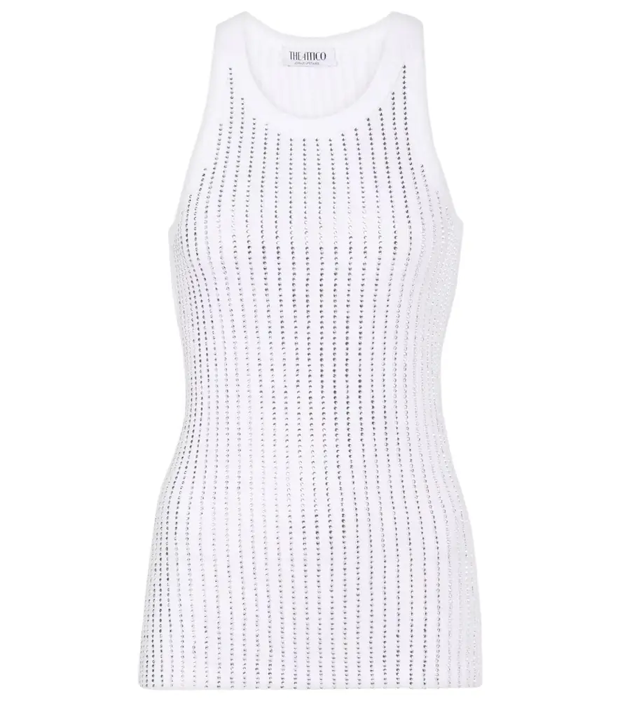 The Attico Crystal-embellished cotton tank top