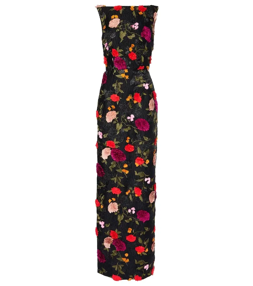 Erdem Embroidered jacquard gown