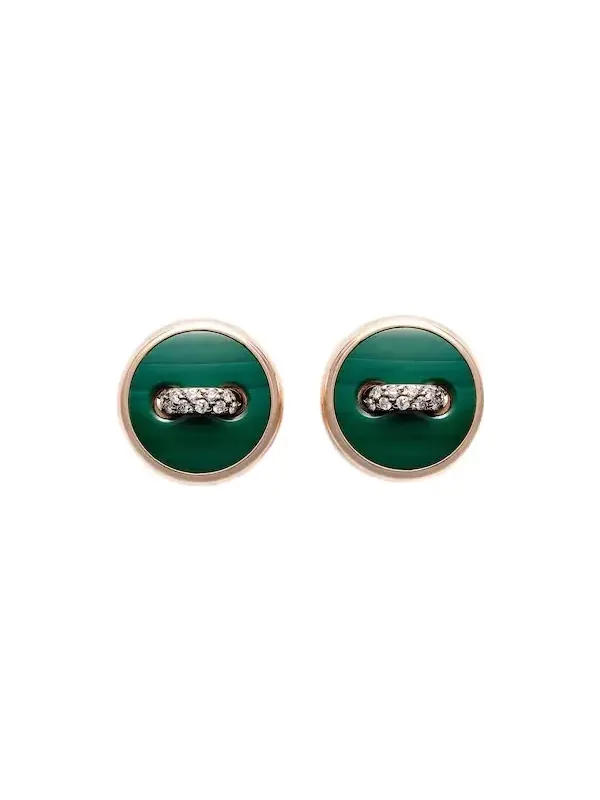 Pom Pom Dot 18kt rose gold earrings with malachite and diamonds Pom Pom Dot 18kt rose gold earrings with malachite and diamonds
