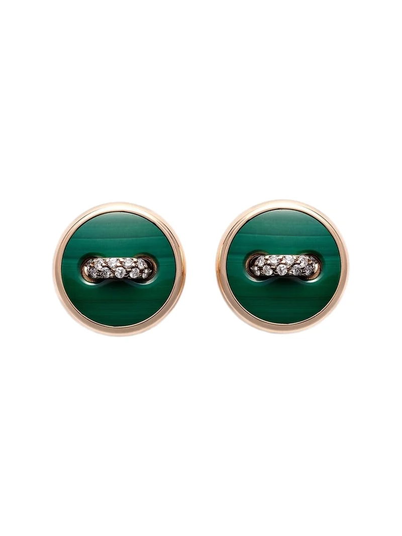 Pom Pom Dot 18kt rose gold earrings with malachite and diamonds Pom Pom Dot 18kt rose gold earrings with malachite and diamonds
