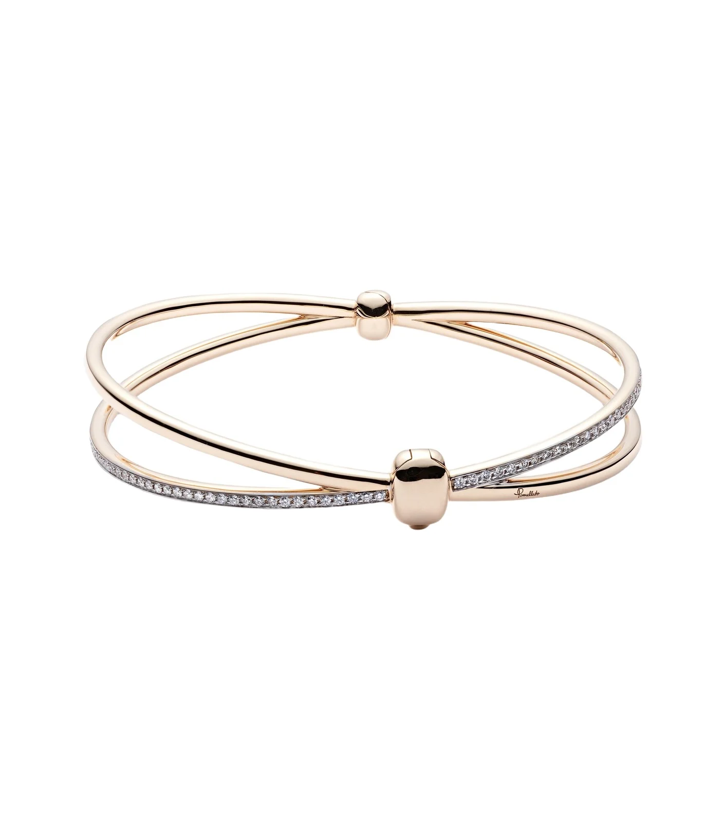 Together 18kt rose gold bangle with white diamonds
