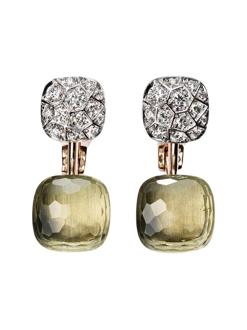 Nudo 18kt rose and white gold earrings with prasiolites and diamonds