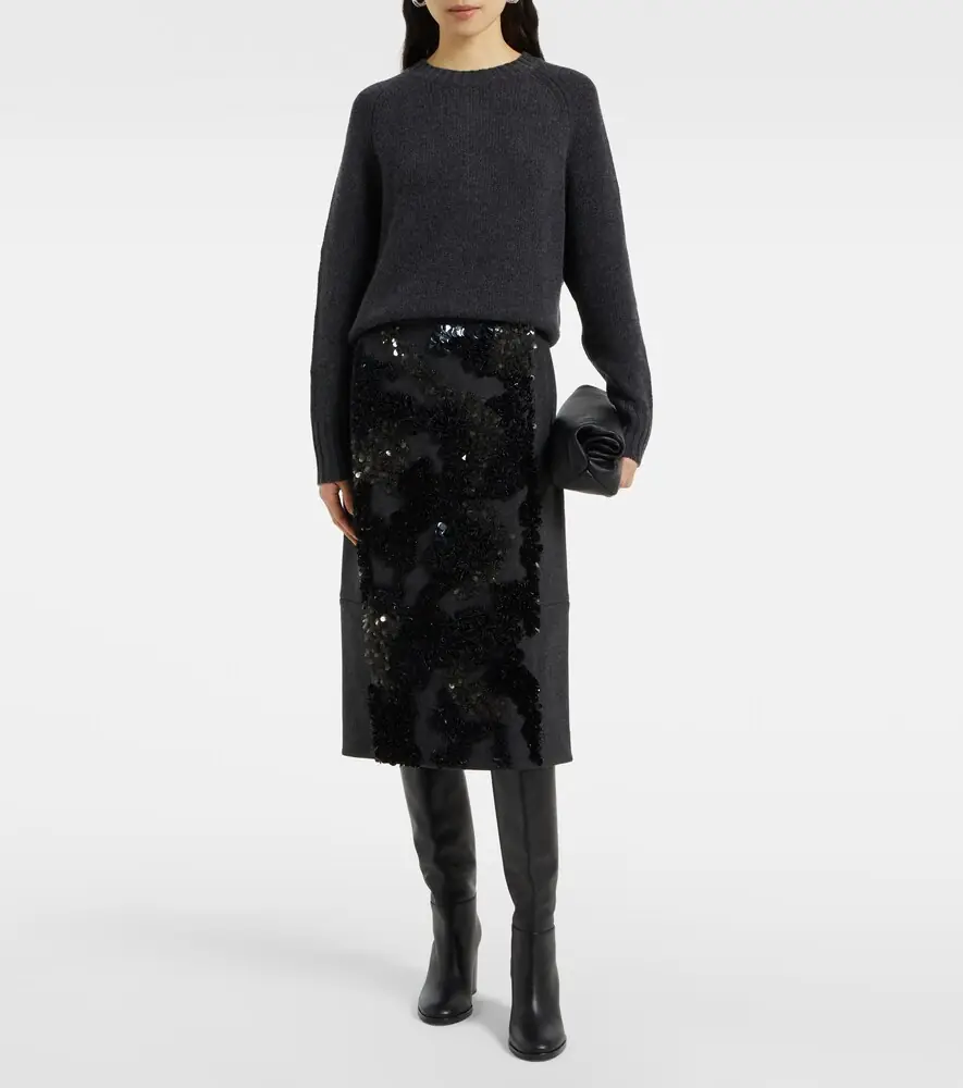Plan C Sequined wool-blend midi skirt | Thumbnail 2
