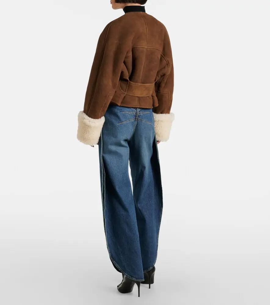 ALAÏA Shearling-trimmed suede jacket | Thumbnail 3 ALAÏA Shearling-trimmed suede jacket | Thumbnail 3