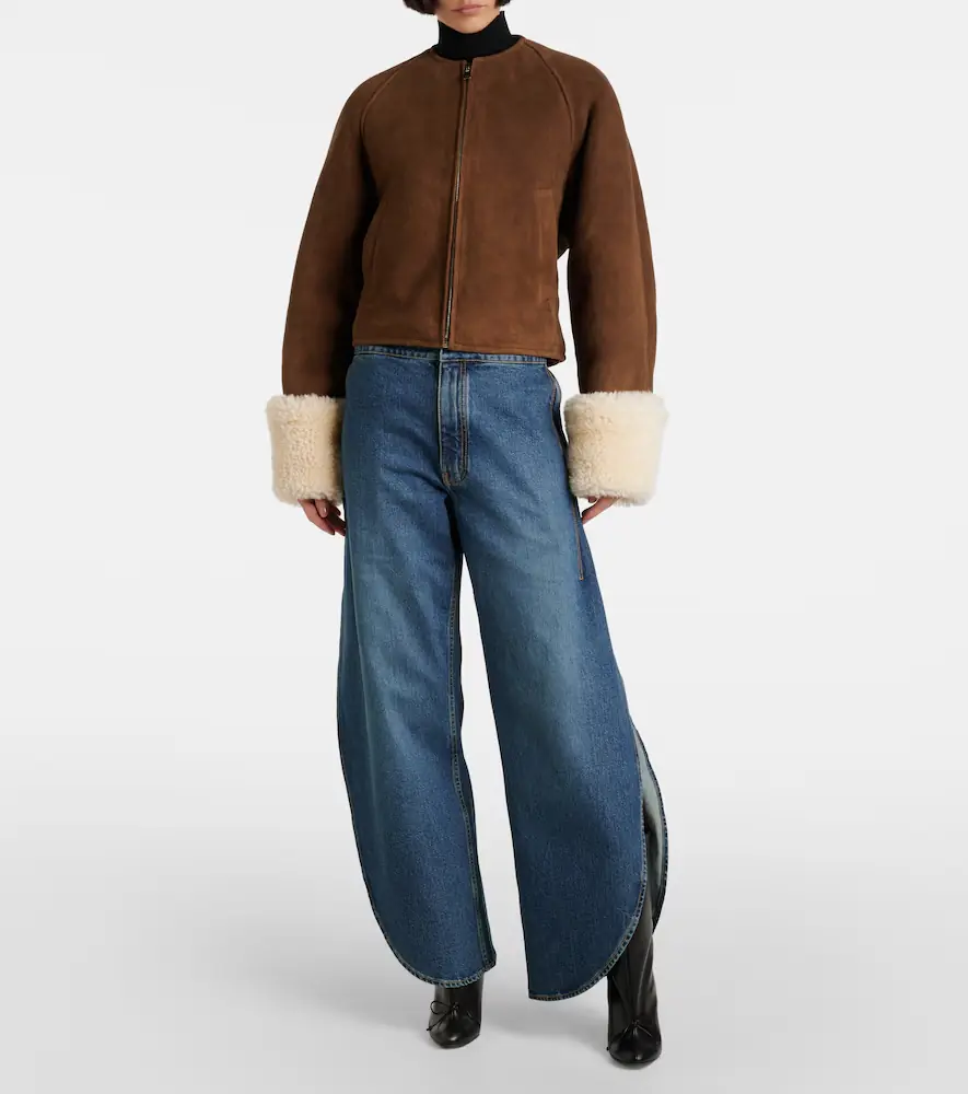 ALAÏA Shearling-trimmed suede jacket | Thumbnail 4 ALAÏA Shearling-trimmed suede jacket | Thumbnail 4