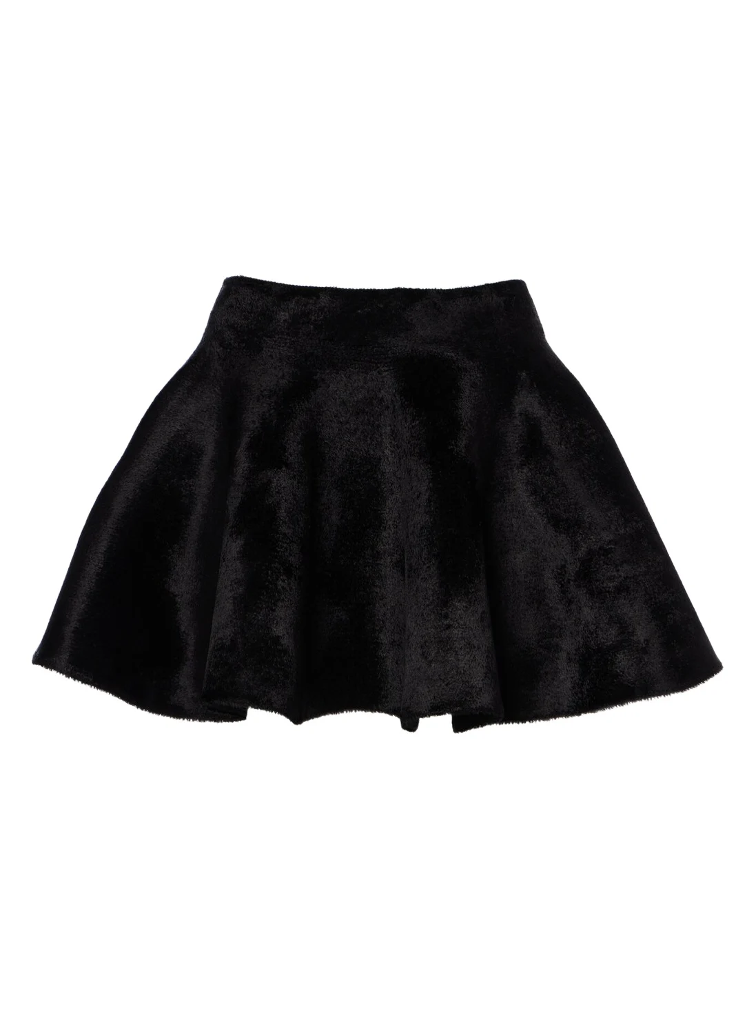 Flared wool-blend miniskirt
