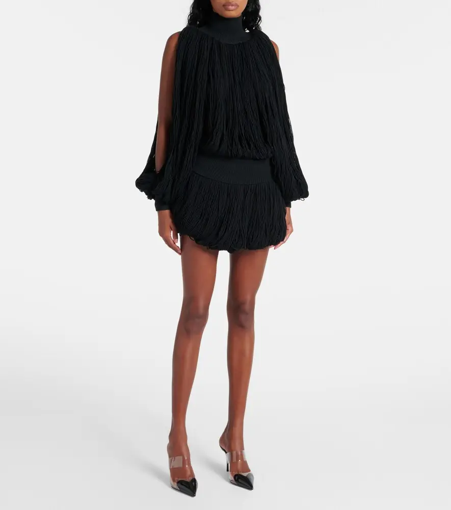 ALAÏA ALAÏA Fringed wool miniskirt | Thumbnail 2