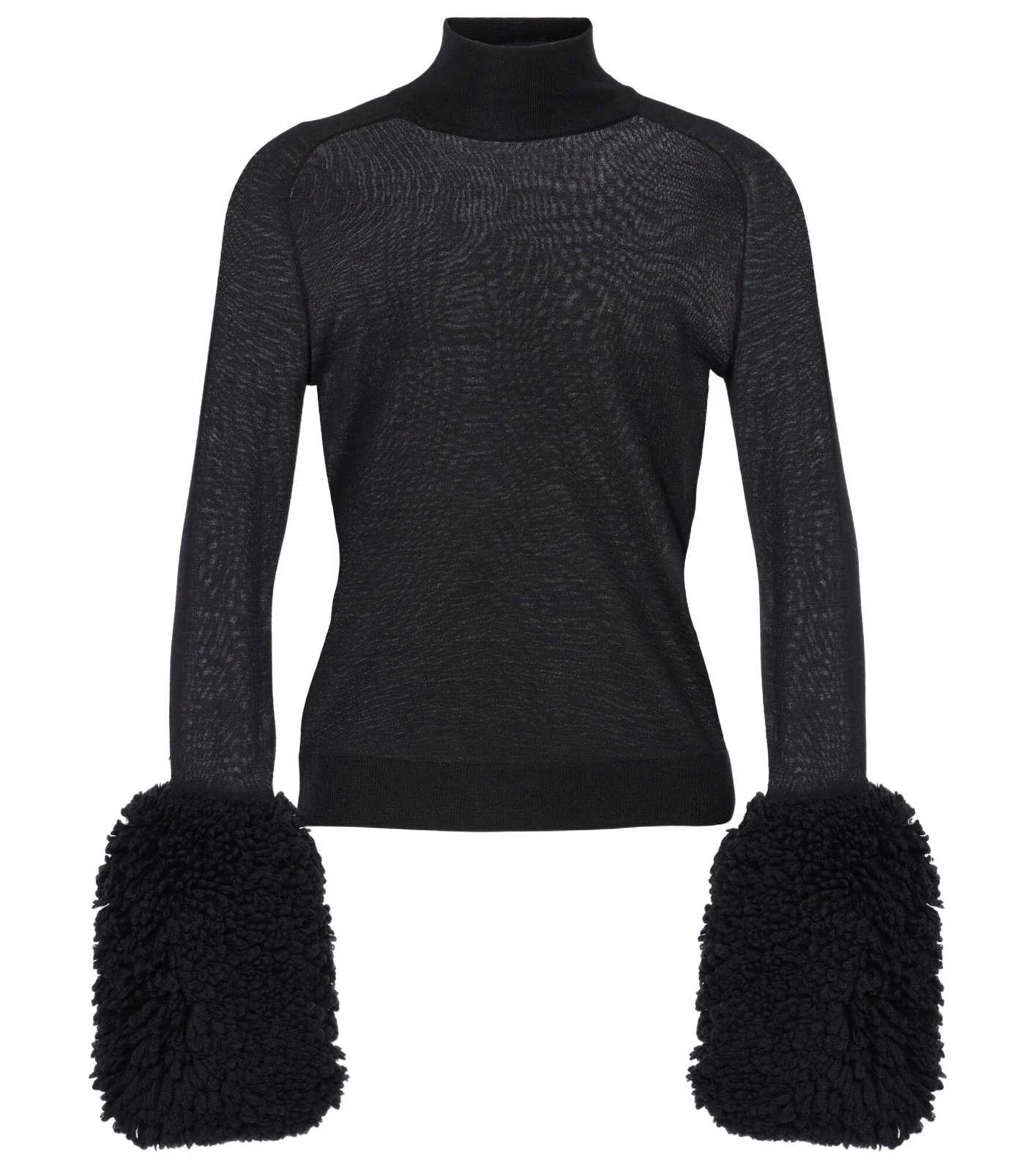 ALAÏA ALAÏA Faux fur-trimmed wool turtleneck top
