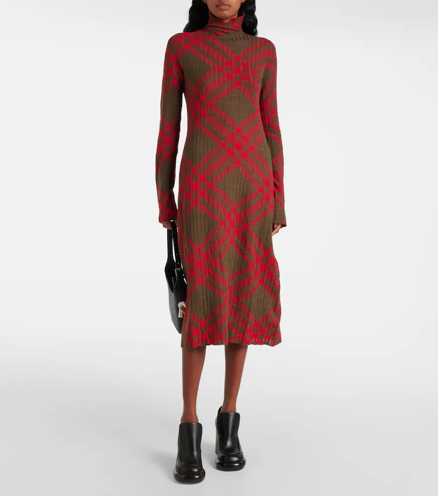 Burberry Check ribbed-knit midi dress | Thumbnail 3 Burberry Check ribbed-knit midi dress | Thumbnail 3