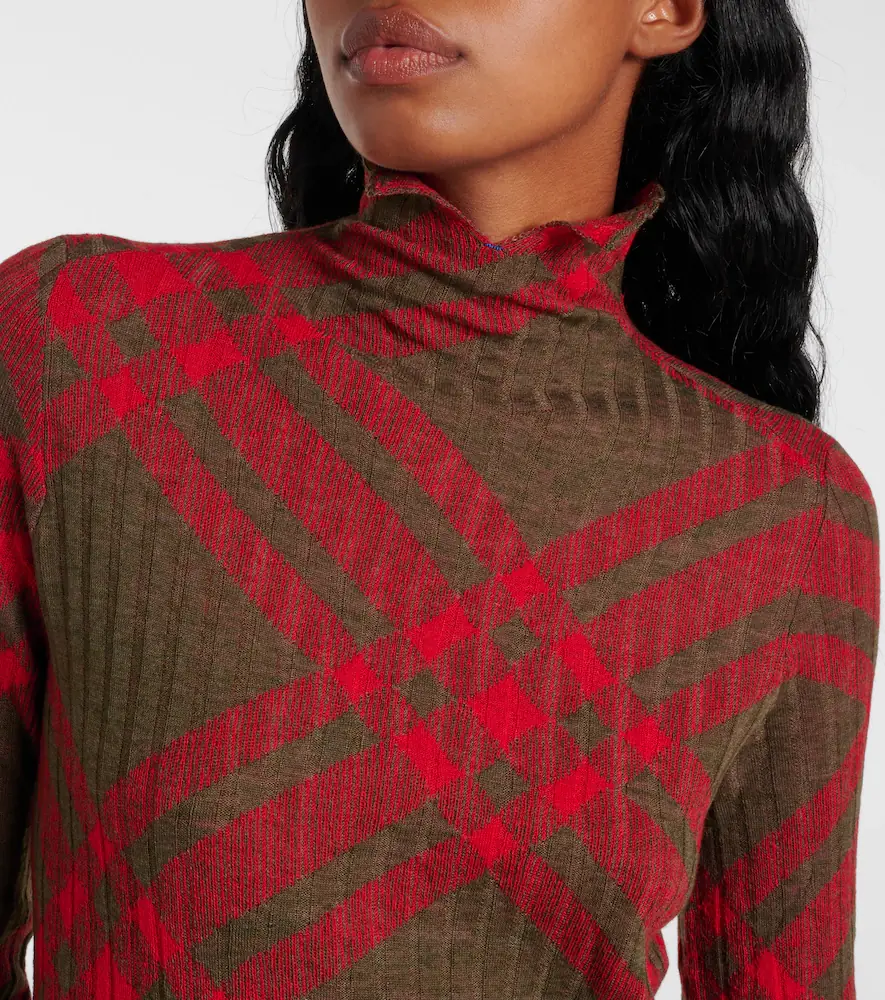 Burberry Check ribbed-knit midi dress | Thumbnail 4 Burberry Check ribbed-knit midi dress | Thumbnail 4