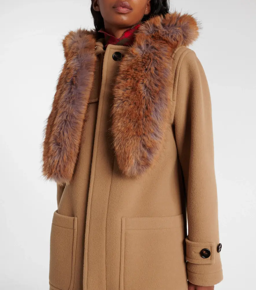 Burberry Faux fur-trimmed wool coat | Thumbnail 4 Burberry Faux fur-trimmed wool coat | Thumbnail 4