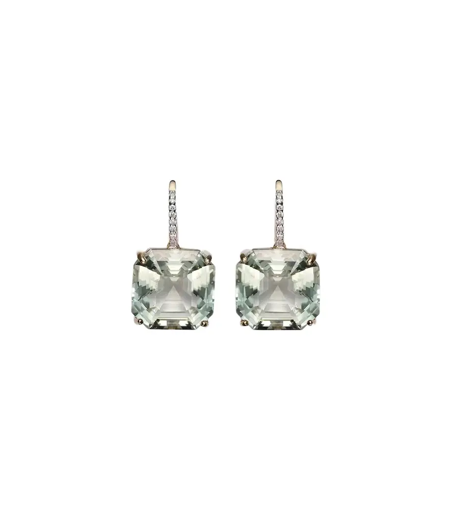 14kt gold earrings with amethysts and diamonds 14kt gold earrings with amethysts and diamonds