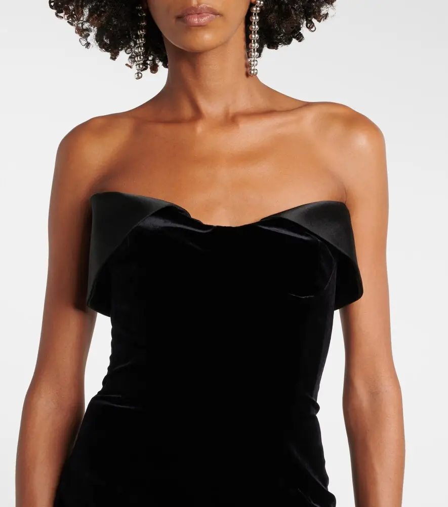 Mugler Satin-trimmed velvet minidress | Thumbnail 2