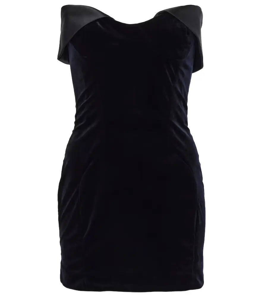 Mugler Satin-trimmed velvet minidress | Image 1 Mugler Satin-trimmed velvet minidress | Image 1