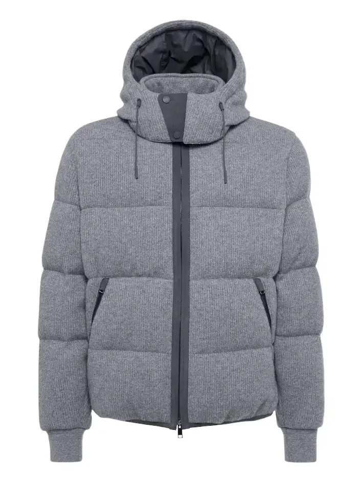 Ribbed-knit cashmere-blend down jacket Ribbed-knit cashmere-blend down jacket