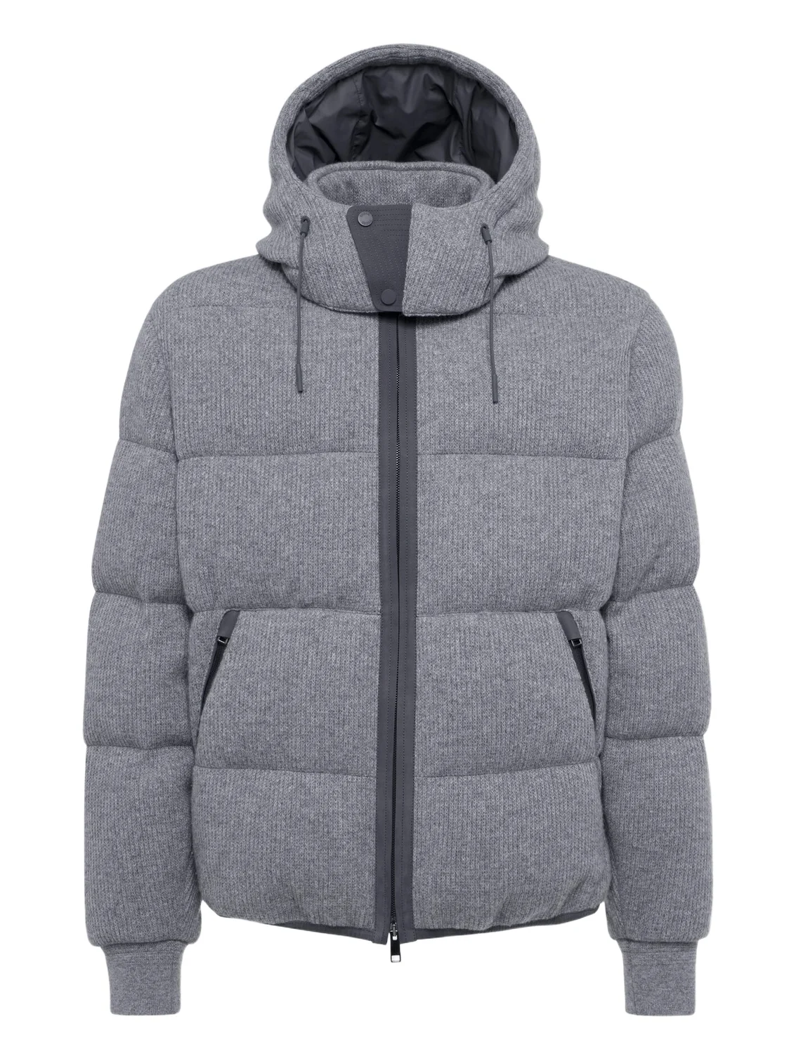 Zegna Ribbed-knit cashmere-blend down jacket