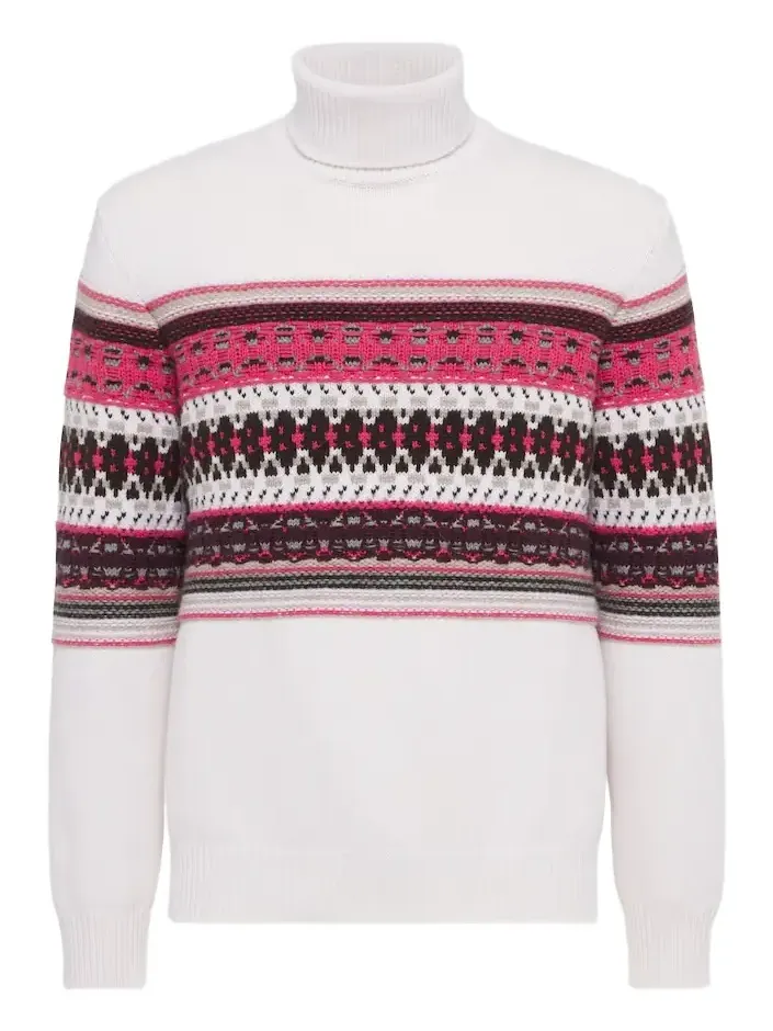 Zegna Intarsia cashmere turtleneck sweater