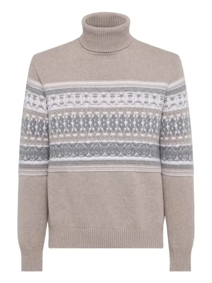 Jacquard cashmere turtleneck sweater
