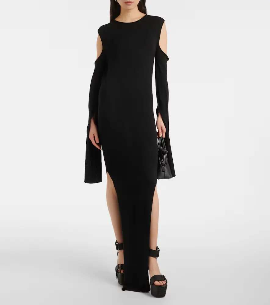 Rick Owens Caped wool maxi dress | Thumbnail 6