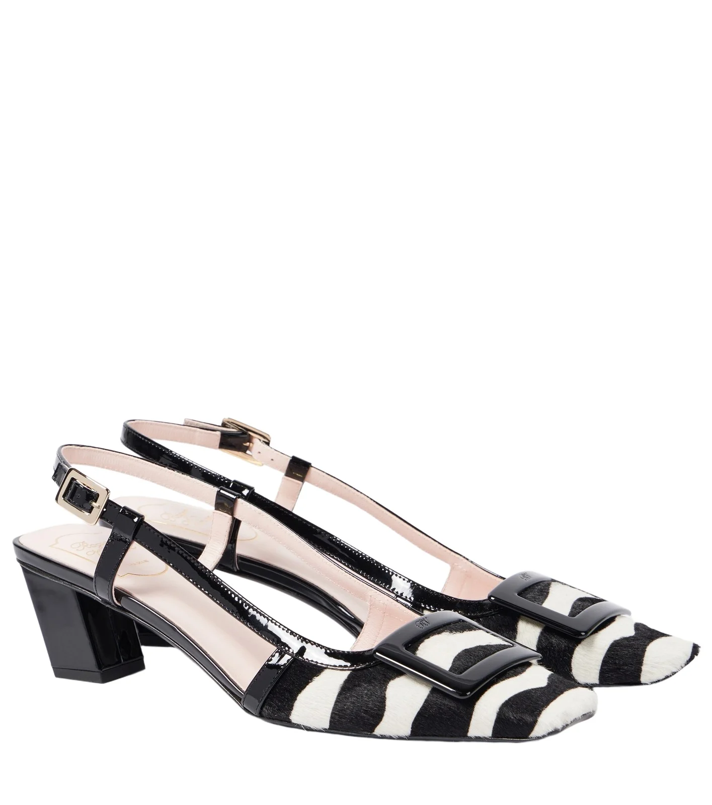 Belle Vivier 45 calf hair slingback pumps