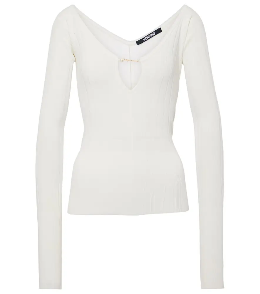 Jacquemus Le Haut Pralù scalloped ribbed-knit top
