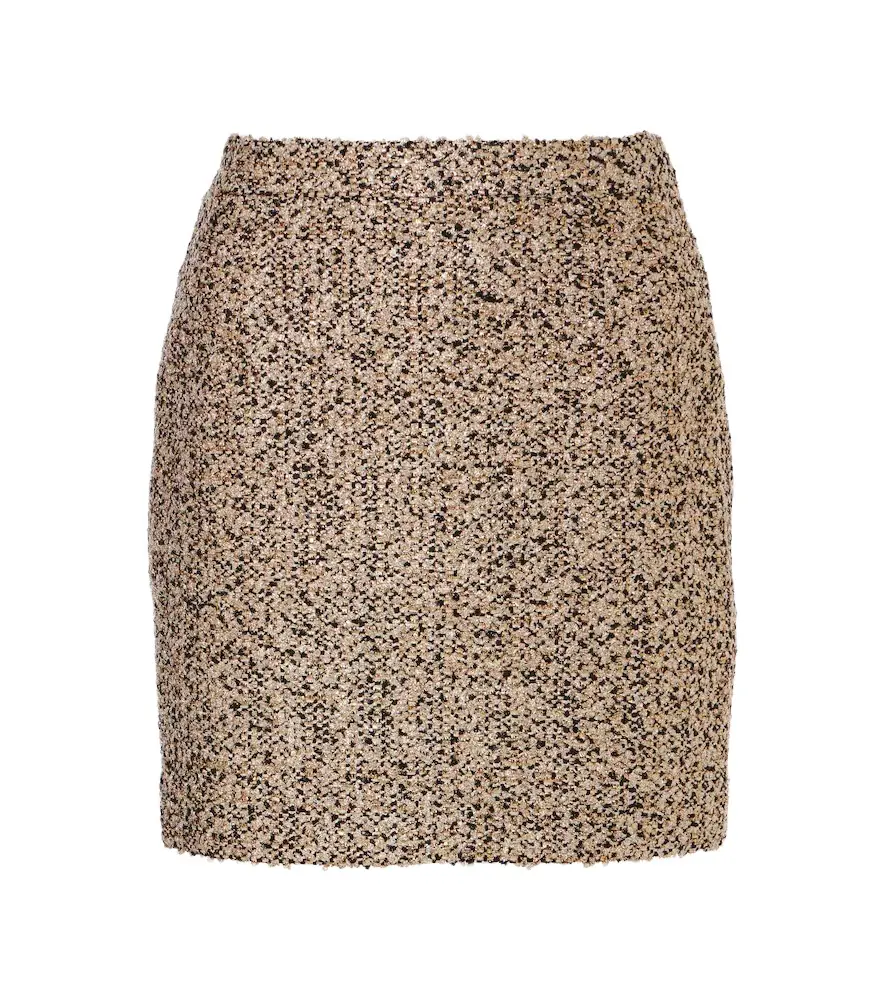 Alessandra Rich Lamé tweed miniskirt