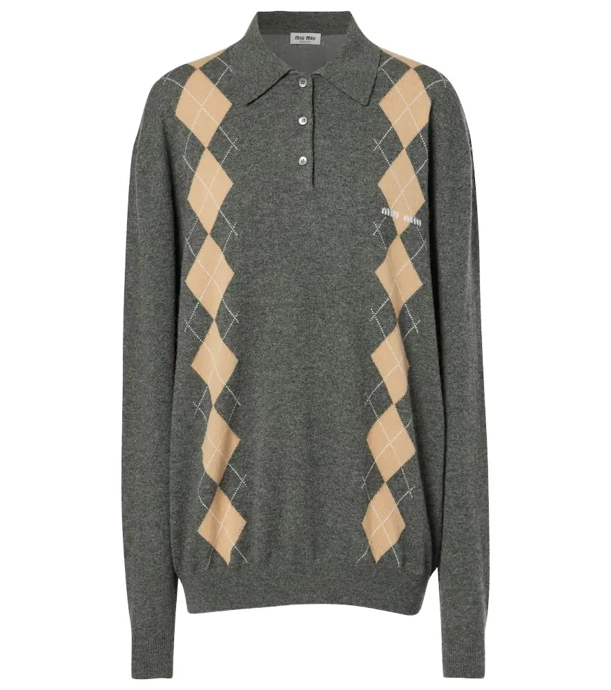 Miu Miu Argyle cashmere sweater | Image 1 Miu Miu Argyle cashmere sweater | Image 1
