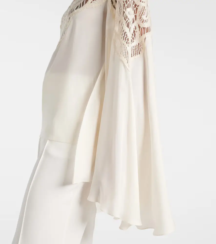Elie Saab Lace-trimmed tie-neck georgette blouse | Thumbnail 6 Elie Saab Lace-trimmed tie-neck georgette blouse | Thumbnail 6