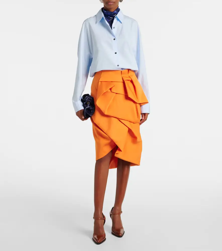 Dries Van Noten Draped satin midi skirt | Thumbnail 4