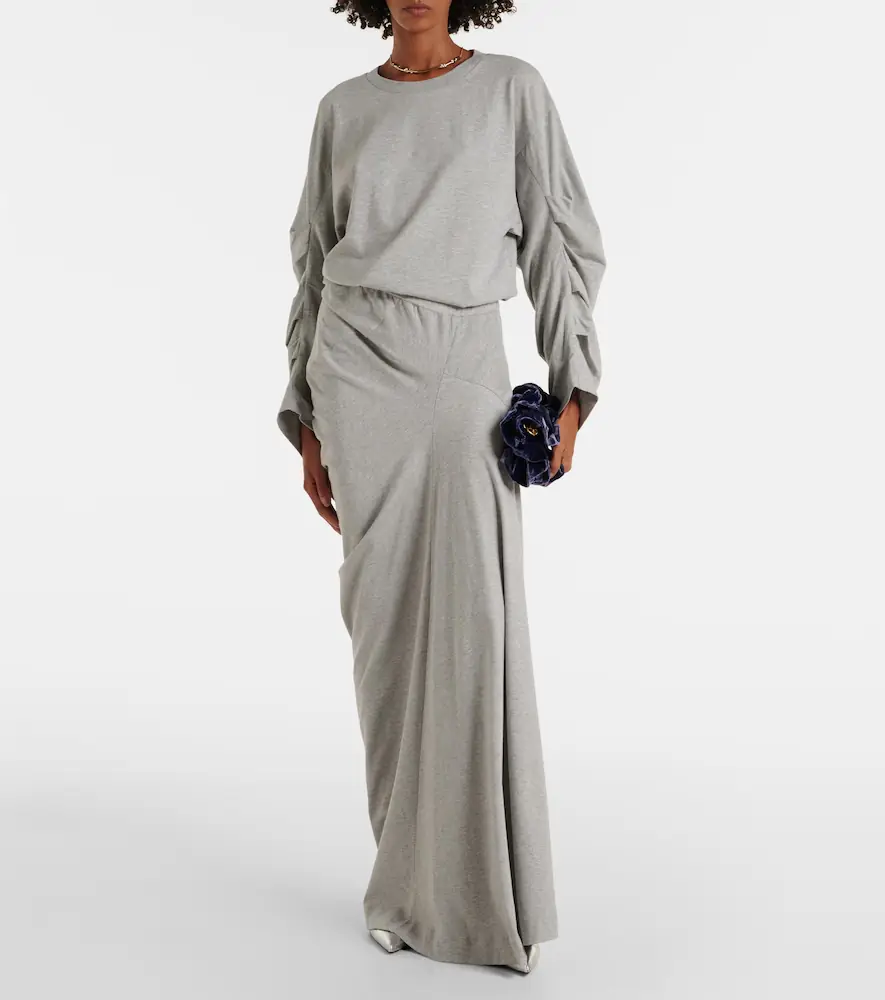 Dries Van Noten Ruched oversized cotton jersey top | Thumbnail 4