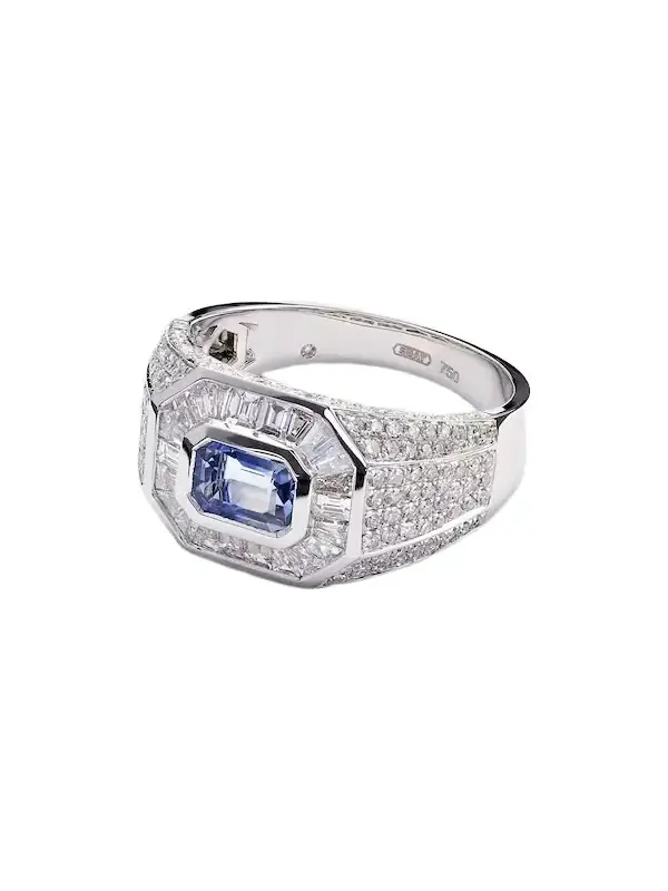 SHAY JEWELRY 18kt white gold ring with sapphire and diamonds