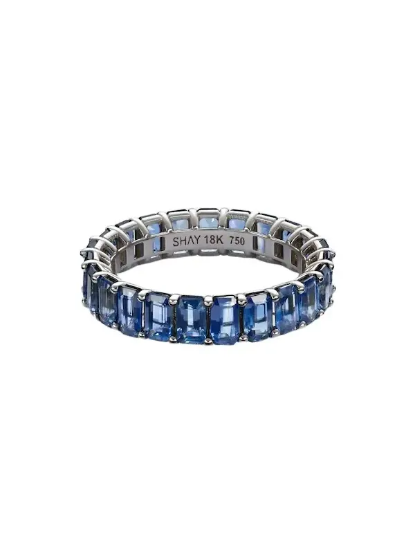 SHAY JEWELRY Eternity 18kt white gold ring with sapphires