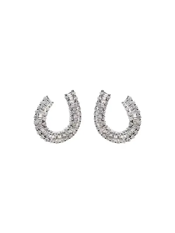 Bucherer Fine Jewellery Baguette Love 18kt white gold earrings with diamonds