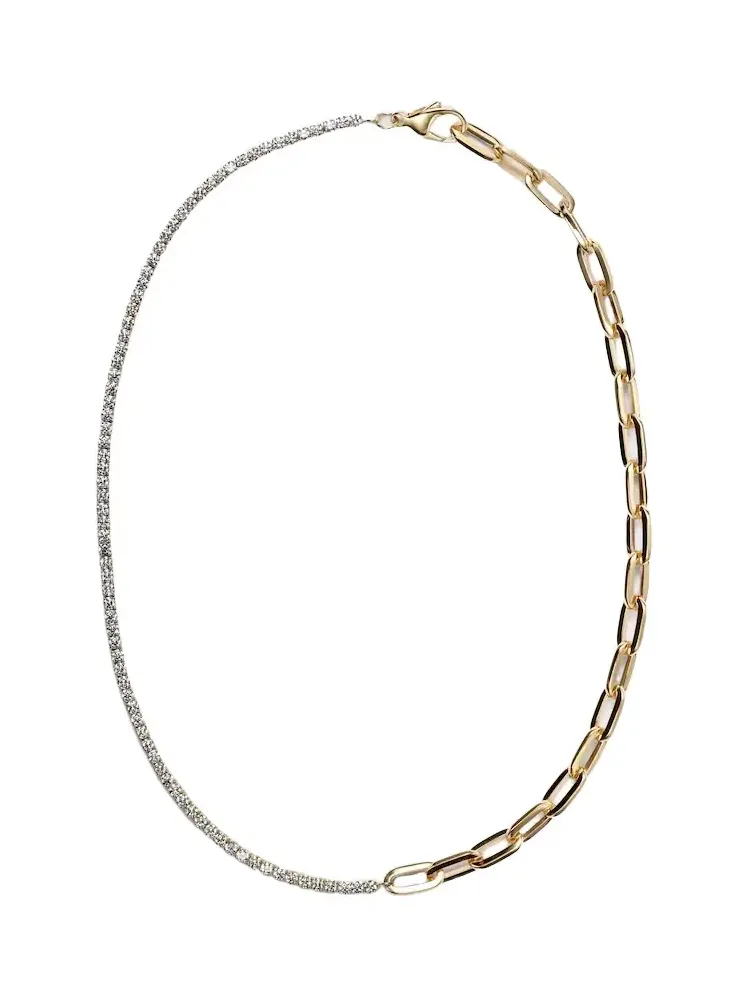 Link 18kt gold chain necklace with diamonds