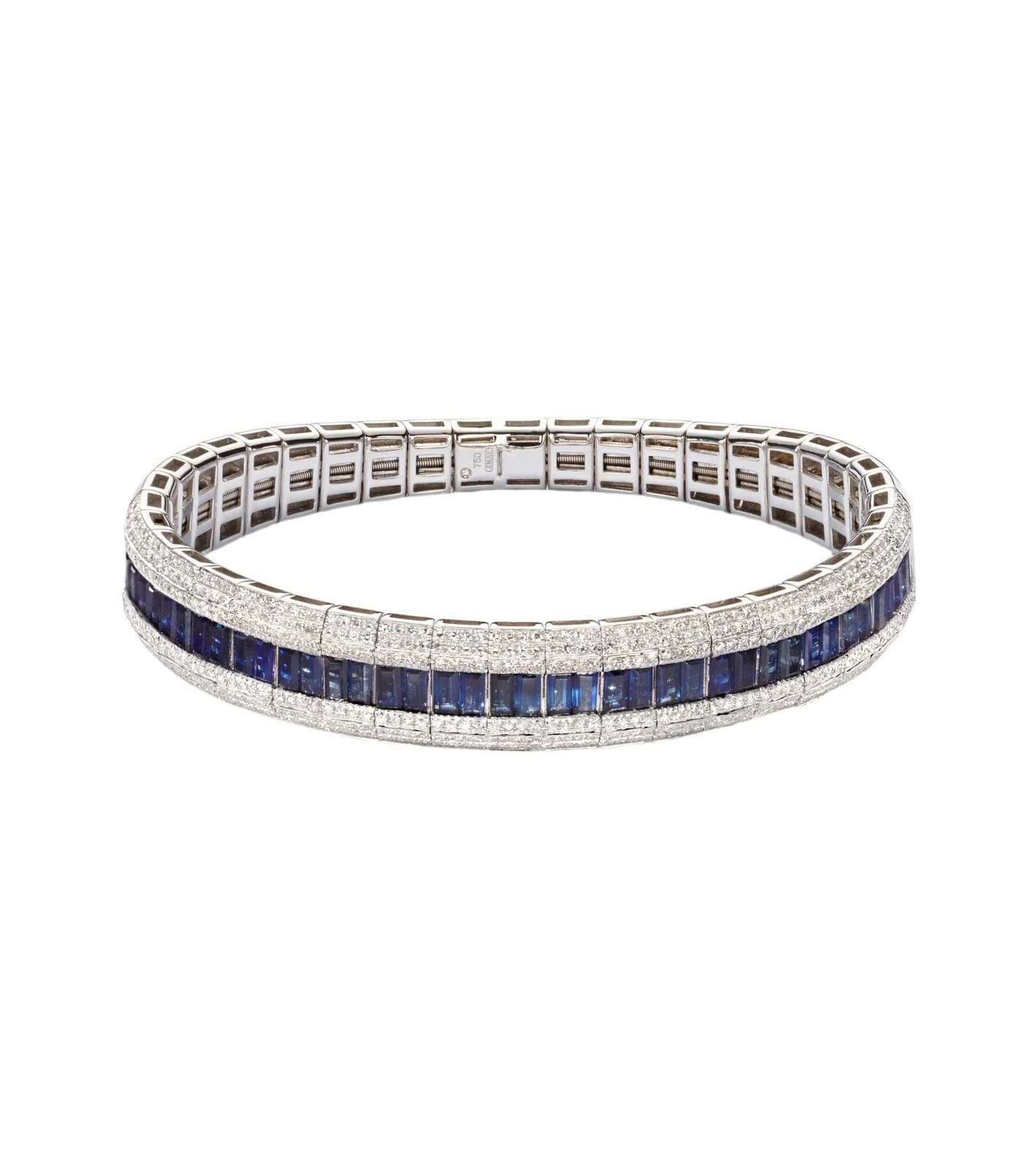 Stretch 18kt white gold bracelet with sapphires and diamonds