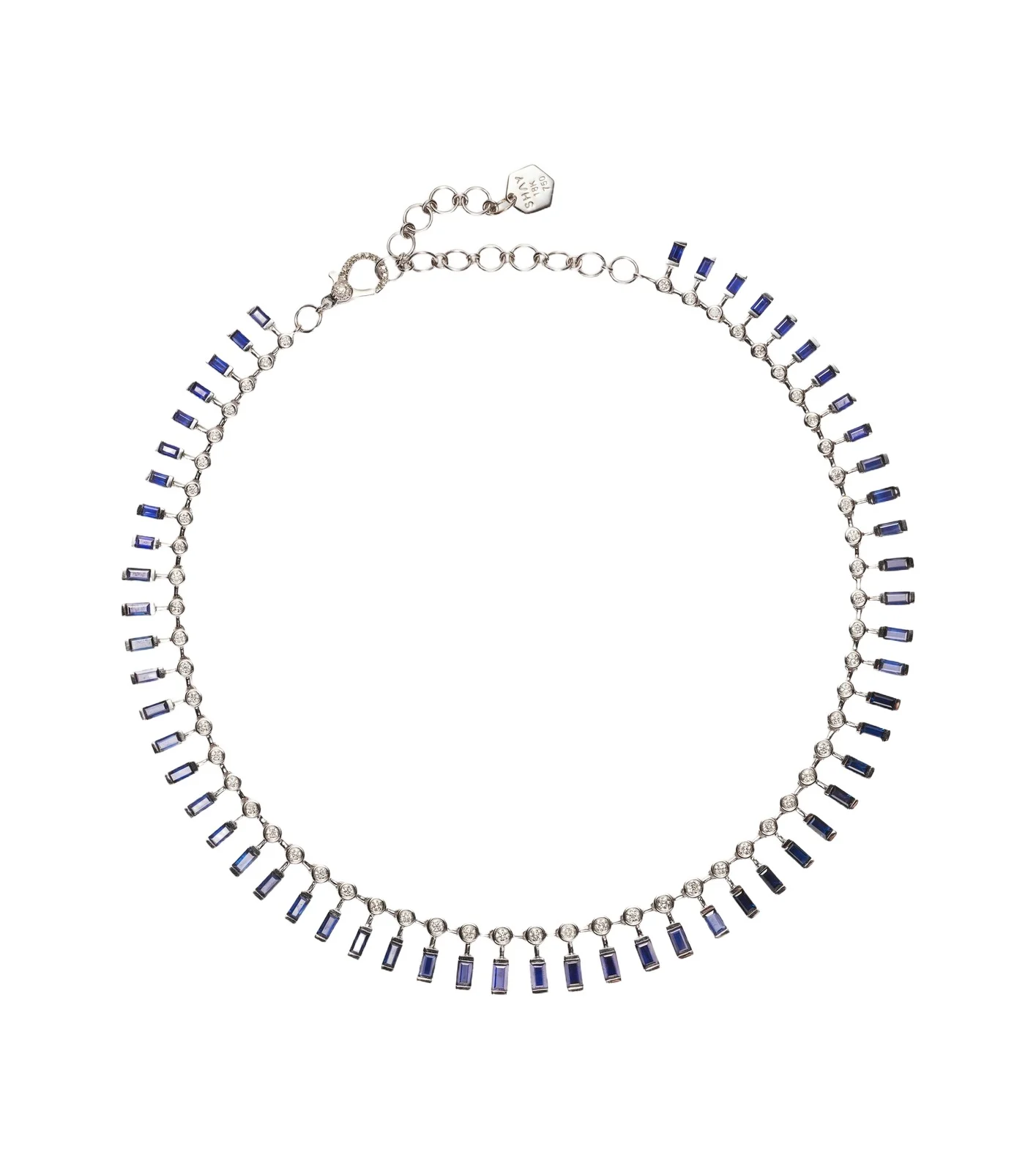 18kt white gold choker with sapphires and diamonds