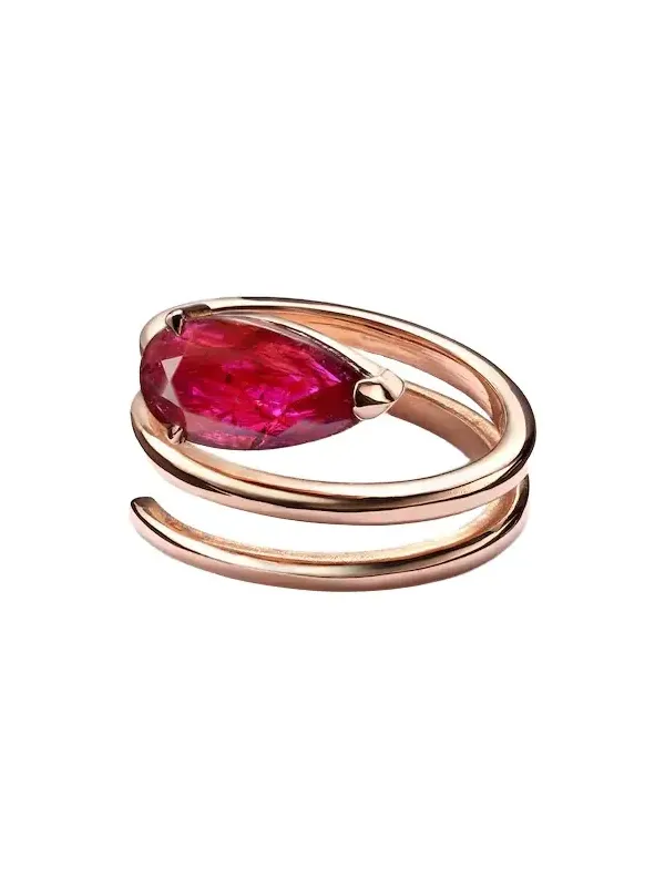 Ruby Pear 18kt rose gold ring with ruby
