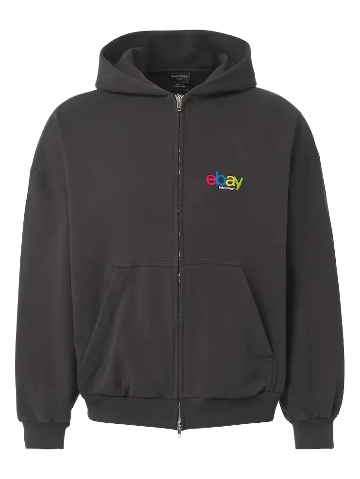 Printed cotton jersey hoodie