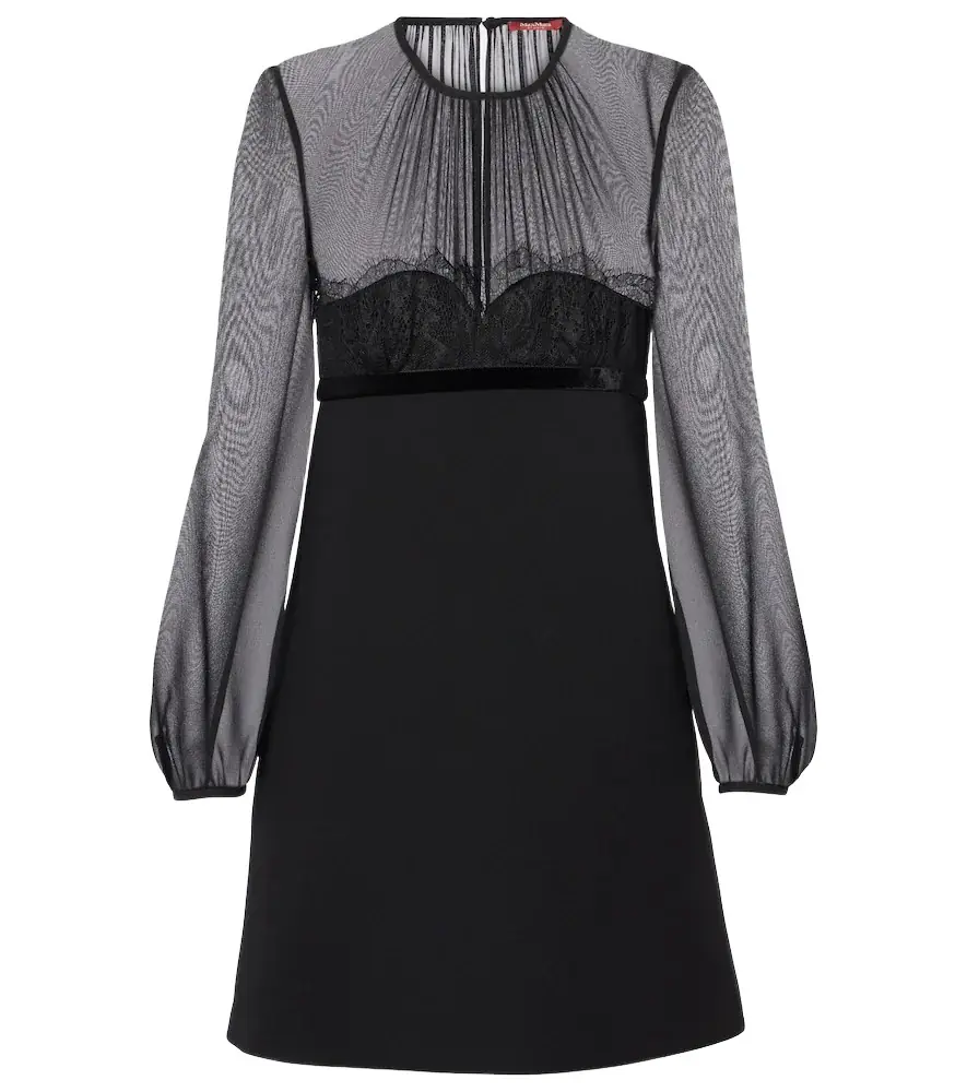 Max Mara Jader sablé and silk georgette minidress | Image 1 Max Mara Jader sablé and silk georgette minidress | Image 1