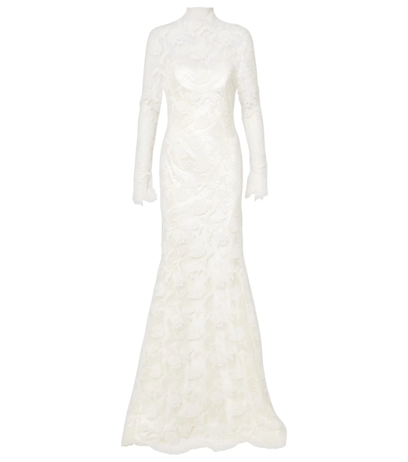 Bridal Adena floral lace-trimmed wool and silk gown Bridal Adena floral lace-trimmed wool and silk gown