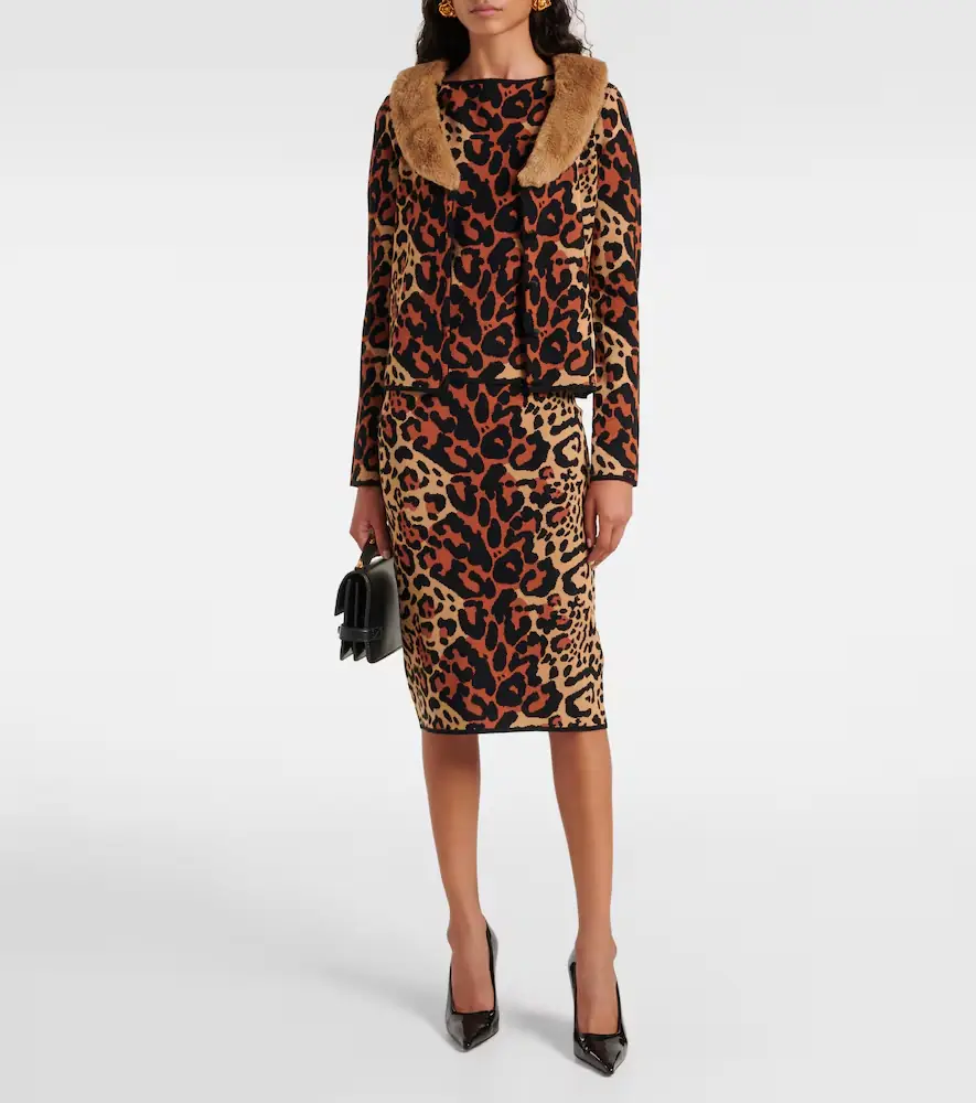 BLUMARINE Leo leopard-print jacquard pencil skirt | Thumbnail 3