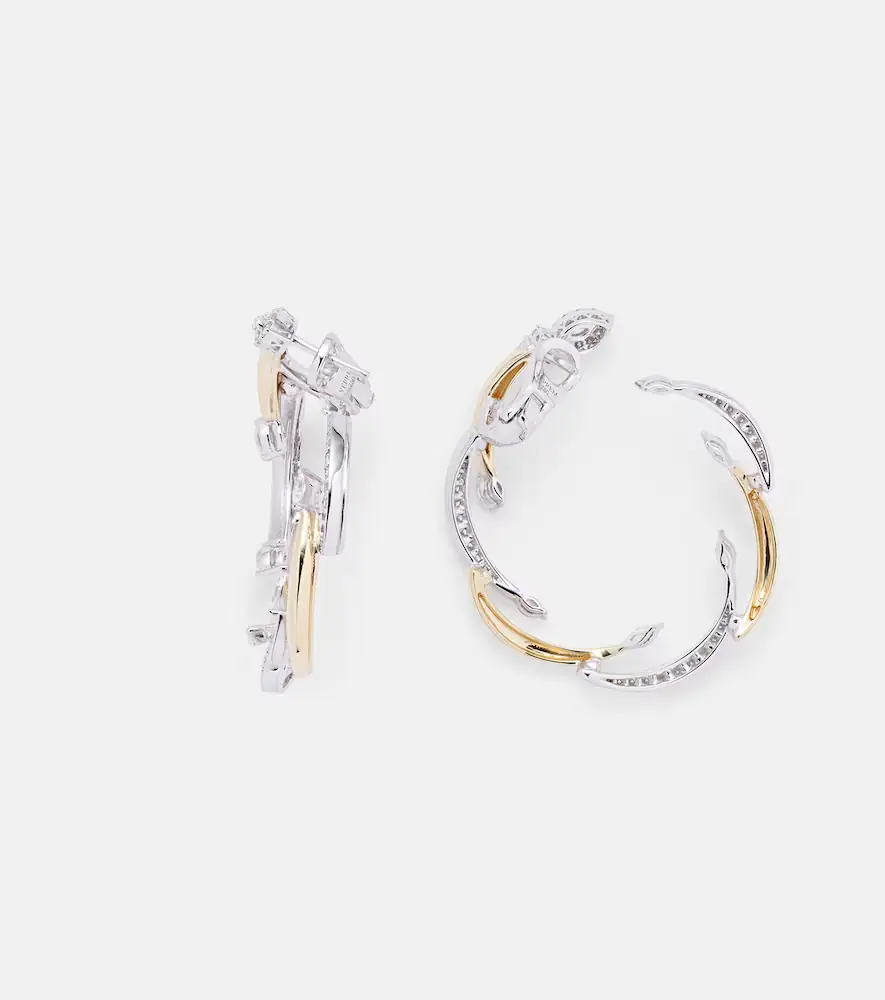 YEPREM Golden Strada 18kt yellow and white gold hoop earrings with diamonds | Thumbnail 2