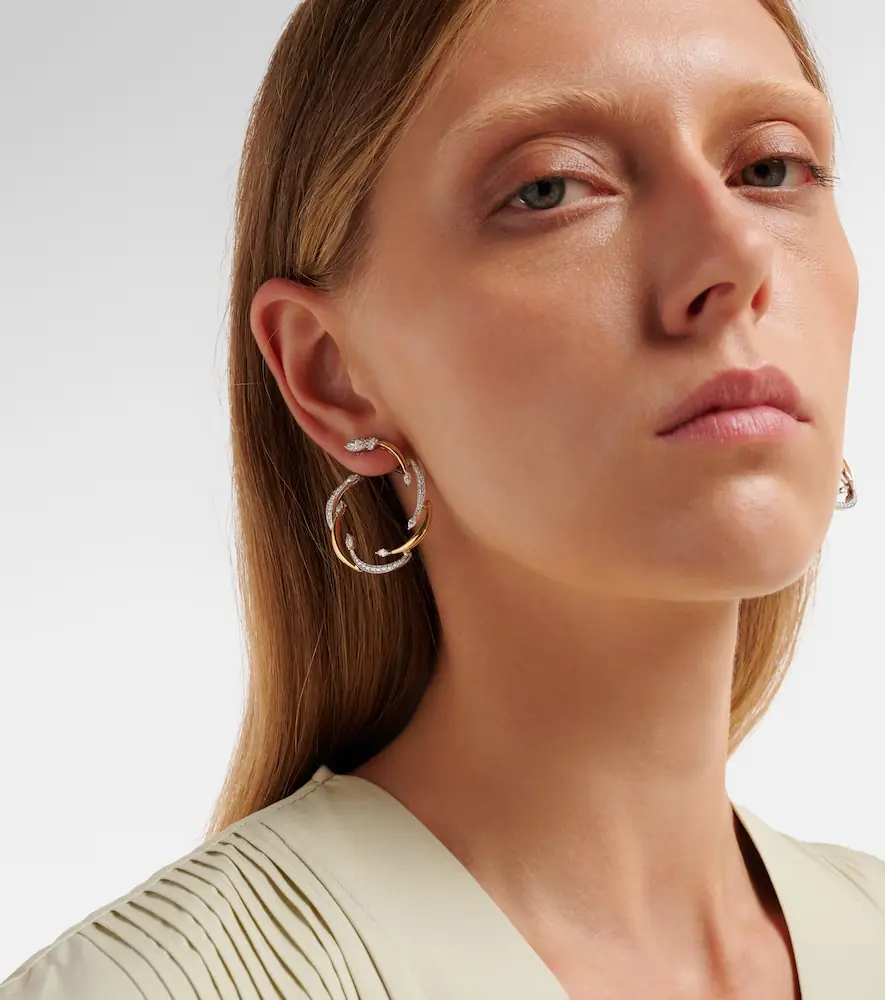 YEPREM Golden Strada 18kt yellow and white gold hoop earrings with diamonds | Thumbnail 5