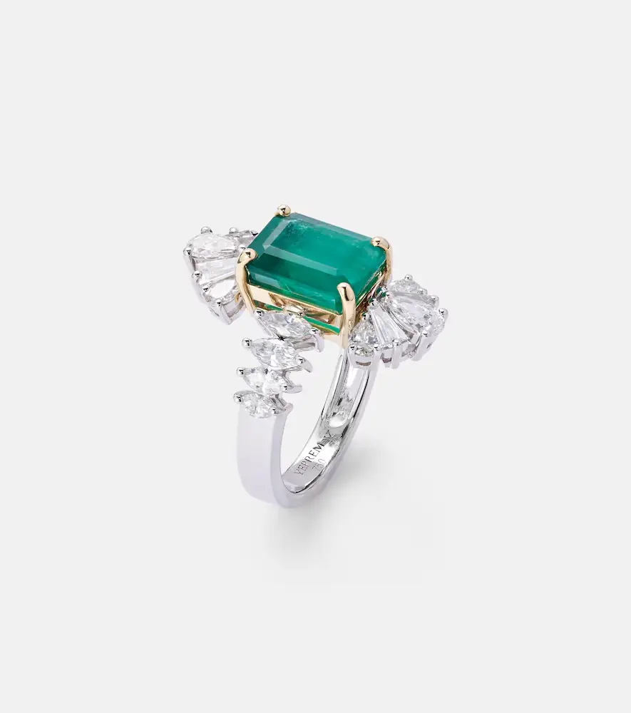 YEPREM Reign Supreme 18kt white gold ring with diamonds and emerald | Thumbnail 2 YEPREM Reign Supreme 18kt white gold ring with diamonds and emerald | Thumbnail 2