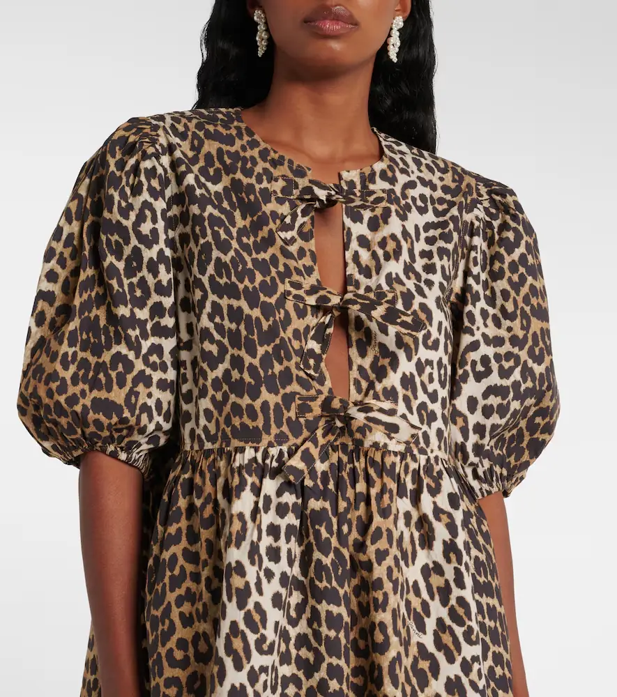 Ganni Leopard-print cotton minidress | Thumbnail 3