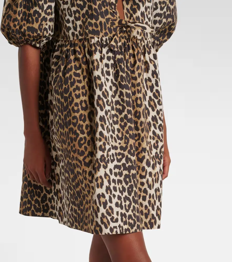 Ganni Leopard-print cotton minidress | Thumbnail 4