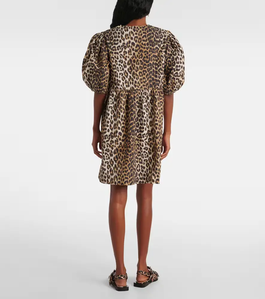 Ganni Leopard-print cotton minidress | Thumbnail 5