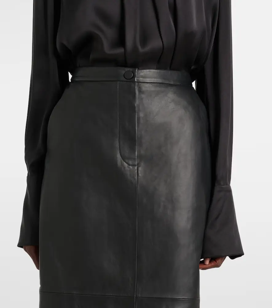 Yves Salomon Leather midi skirt | Thumbnail 3