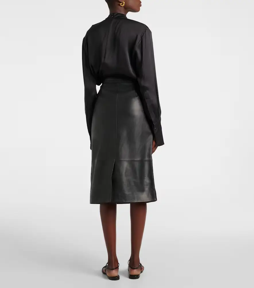 Yves Salomon Leather midi skirt | Thumbnail 4